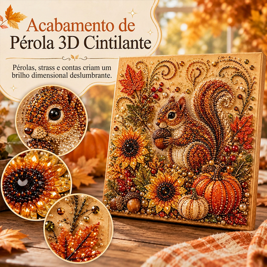 🍁 REGISTRE AS CORES QUENTES DO OUTONO EM 3D! Kit de Pintura de Pérolas 3D de Outono
