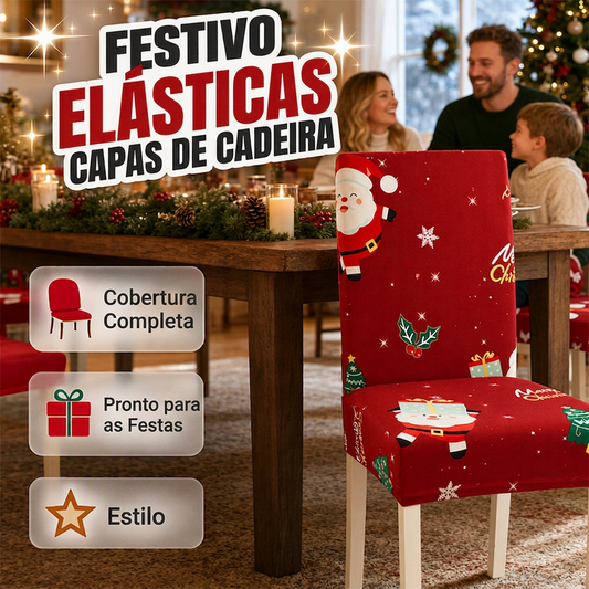 🏠 TROQUE A ATMOSFERA SEM TROCAR OS MÓVEIS! Capas elásticas de Natal para cadeiras de jantar