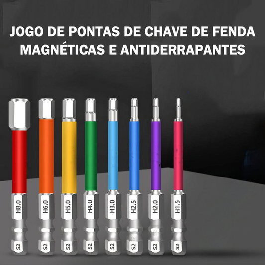 🔄 TROCA RÁPIDA E PRÁTICA –Conjunto de pontas de chave de fenda magnético antiderrapante