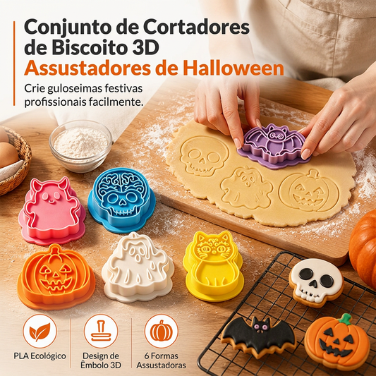 👻 UMA MORDIDA NA CAVEIRA – A FESTA FICA COMPLETA! Cortador de biscoitos mini caveira para Halloween