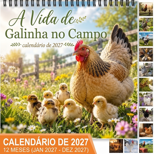 📅 CONTAGEM REGRESSIVA PARA 2027 – GARANTA O SEU Calendário de Parede 2027 Vida da Galinha do Campo