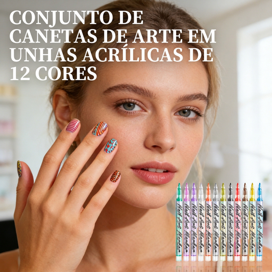 ⭐ CERTIFICADO COMO O MAIS VENDIDO DE 2026 ✨Conjunto de canetas para arte em unhas de acrílico com 12 cores