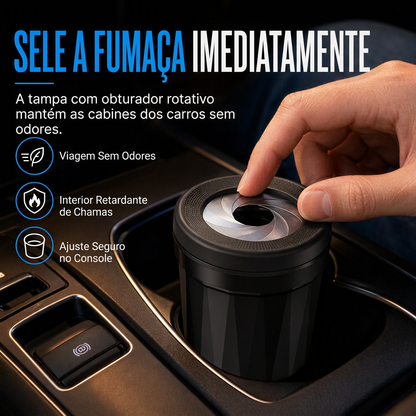 ✨ Praticidade – Cinzeiro multifuncional para carro com tampa