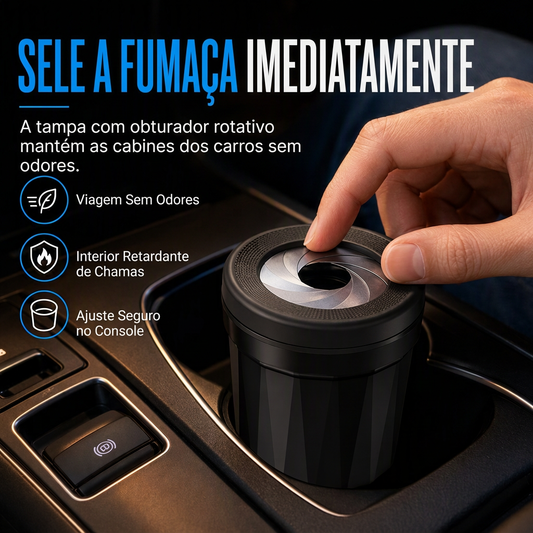 ✨ Praticidade – Cinzeiro multifuncional para carro com tampa