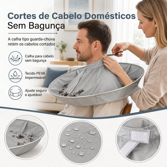 Capa de corte de cabelo respirável tamanho médio cinza para adultos e avental de salão para tingimento de cabelo inodoro