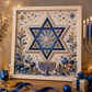 Kit de Arte de Pérolas DIY para Hanukkah com Moldura de Madeira