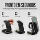 Estação de Carregamento Sem Fio Dobrável 3 em 1, Carregador Rápido de 15W com Suporte de Mesa