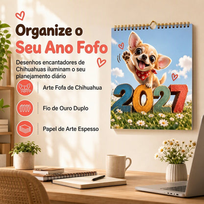 Calendário de parede de 12 meses da Chihuahua