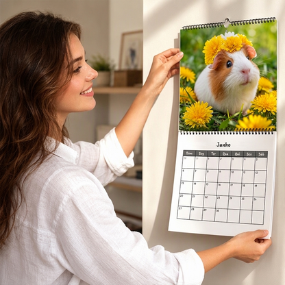 🐹 Adicione um toque adorável à sua parede – Calendário de Parede Adorable Guinea Pig