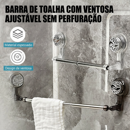 🛁 Toalheiro Ventosa Ajustável Sem Furar para Banheiro e Cozinha