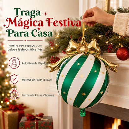 🎄 CONTAGEM REGRESSIVA PARA O NATAL – DECORE JÁ! Balões de Enfeite com Laço de Natal