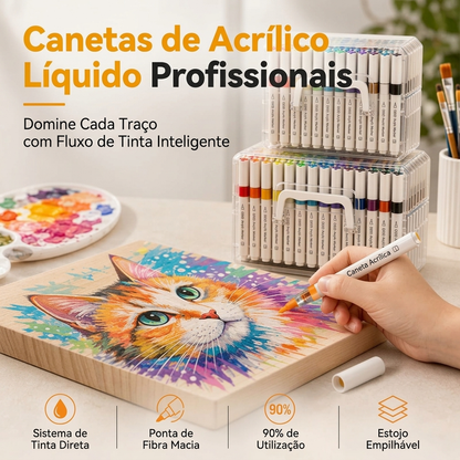 🖌️✨ MARCADORES DE TINTA ACRÍLICA LÍQUIDA LAVÁVEL COM PONTAS DE PINCEL MACIO ✨🖌️