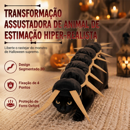 Assustador Halloween Gato Centopeia Forma Traje