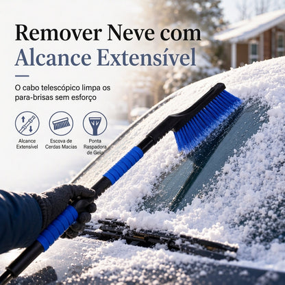 Pá de neve extensível para carro com vassoura de neve e raspador