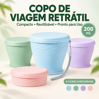 🥤✨ COPO DE VIAGEM DE SILICONE PORTÁTIL E DOBRÁVEL ✨🥤 – PRATICIDADE E CONVENIÊNCIA PARA AS SUAS VIAGENS! 🎒
