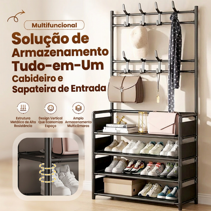 🏠 50% DE DESCONTO! ✨ Banco de entrada com prateleira – 3-em-1, economiza espaço & robusto 🪑