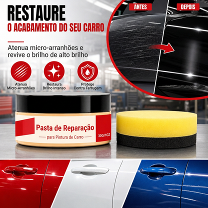 Kit de Creme Reparador de Riscos Automotivos e Esponja para Atenuar Riscos Finos e Restaurar o Brilho