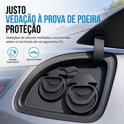 🔌🛡️✨ TAMPA DE PROTEÇÃO INTEGRADA DE SILICONE À PROVA DE ÁGUA E POEIRA PARA PORTA DE CARREGAMENTO ✨🛡️🔌