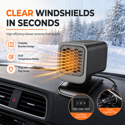 Ventilador elétrico quadrado para desembaçamento de para-brisa e degelo de carro dobrável portátil 12V 24V