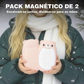 Conjunto com 2 aquecedores de mãos magnéticos recarregáveis em formato de urso